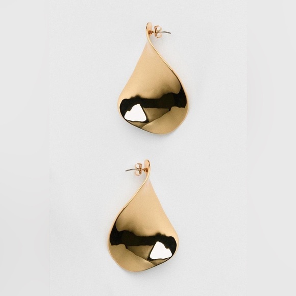 ZARA Oval Earrings elegant luxury Gold ✨✨🔥 NWT - Picture 1 of 8